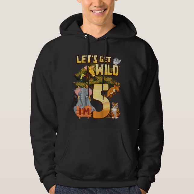 Sudadera Niños Seamos salvajes Soy 5 Animal Zoo de Safari (Anverso)