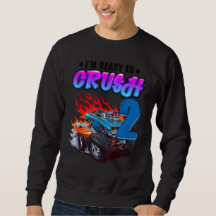 Sudadera Niños Segundo cumpleaños niño coche negro Monstruo