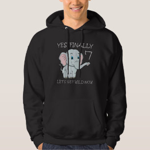 Sudadera Niños Siete Años Fiesta de Cumpleaños Elefante Zoo