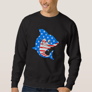 Sudadera Niños Tiburón 4 De Julio Bandera Estadounidense Ni
