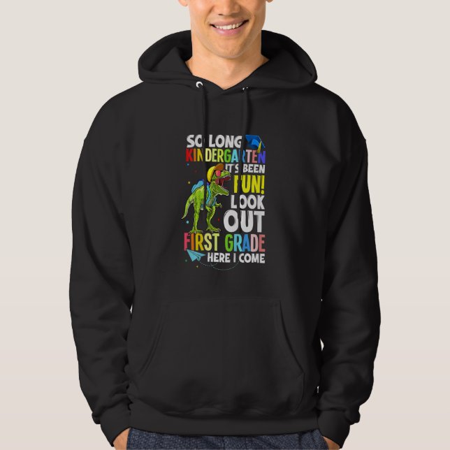 Sudadera Niños Trex Dinosaur So Long Kindergarten Aquí, Com (Anverso)