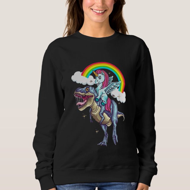 Sudadera Niños unicornios montando dinosaurios Chicas niños (Anverso)