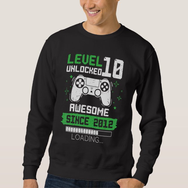 Sudadera Nivel 10 desbloqueado increíble desde 2012 Gamer 1 (Anverso)
