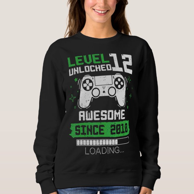 Sudadera Nivel 12 desbloqueado increíble desde 2010 Gamer 1 (Anverso)