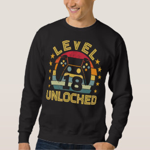 Sudadera Nivel 18 Unlocked Gaming Vintage 10 cumpleaños