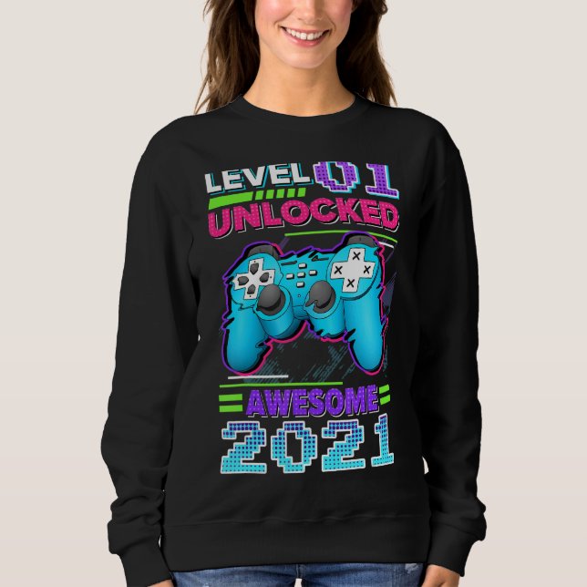 Sudadera Nivel 1 Niños de cumpleaños desbloqueados Primer j (Anverso)