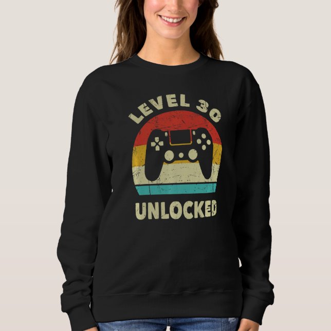 Sudadera Nivel 30 Video Gamer desbloqueado 30 cumpleaños De (Anverso)