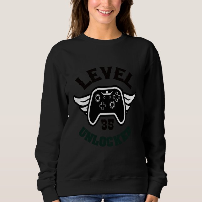 Sudadera Nivel 35 Desbloqueado 35 Cumpleaños Gaming 35 Cump (Anverso)