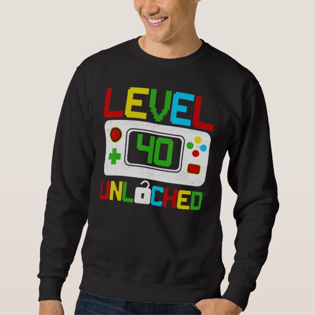 Sudadera Nivel 40 Video Gamer desbloqueado 40 cumpleaños (Anverso)