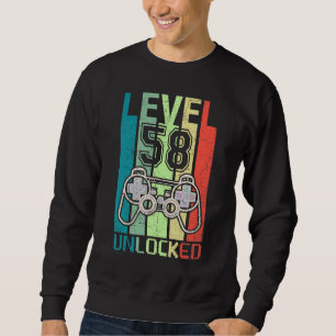 Sudadera Nivel 58 Video Gamer desbloqueado 58th Birthday Te