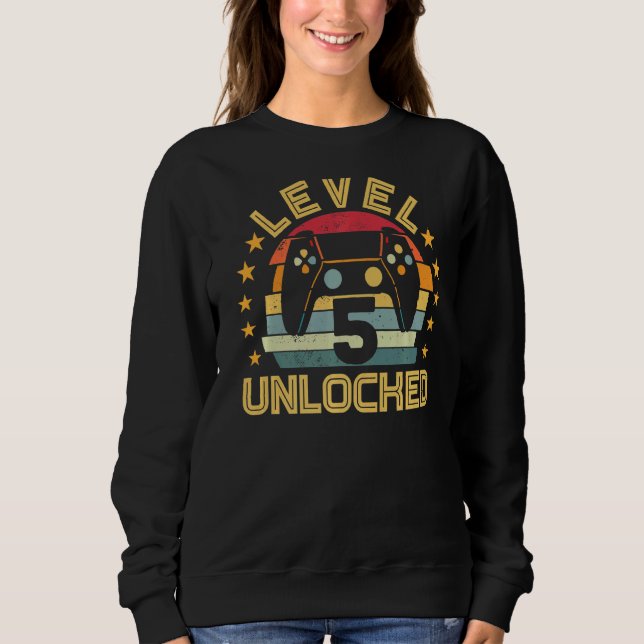 Sudadera Nivel 5 Unlocked Gaming Vintage 5Cumpleaños (Anverso)