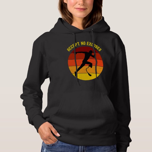 Sudadera No aceptes excusas Atleta amputado corriendo con p (Anverso)