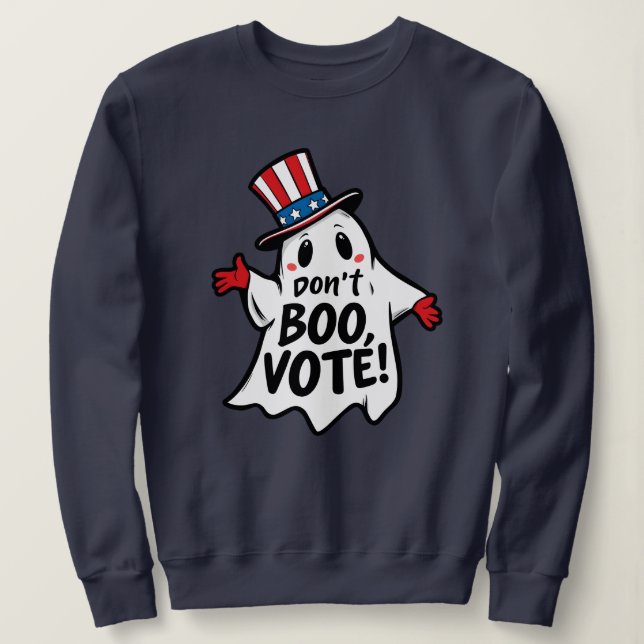 Sudadera ¡No Boo, Vota! Divertido Halloween Político Mashup (Anverso del diseño)