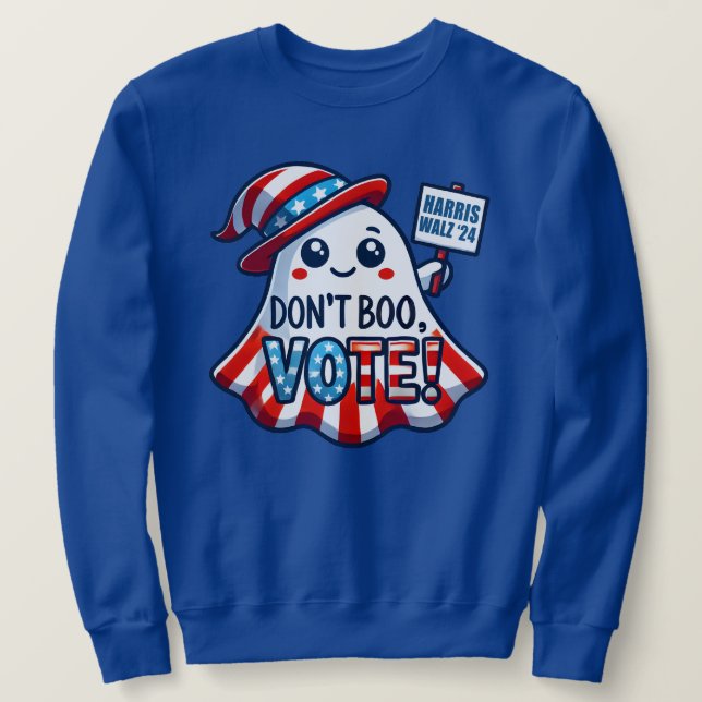 Sudadera ¡No Boo, Vota! Harris Walz 2024 Halloween Mashup (Anverso del diseño)