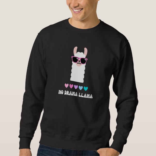 Sudadera No Drama Llama Cute Animal Groovy Retro Pink Purpl (Anverso)