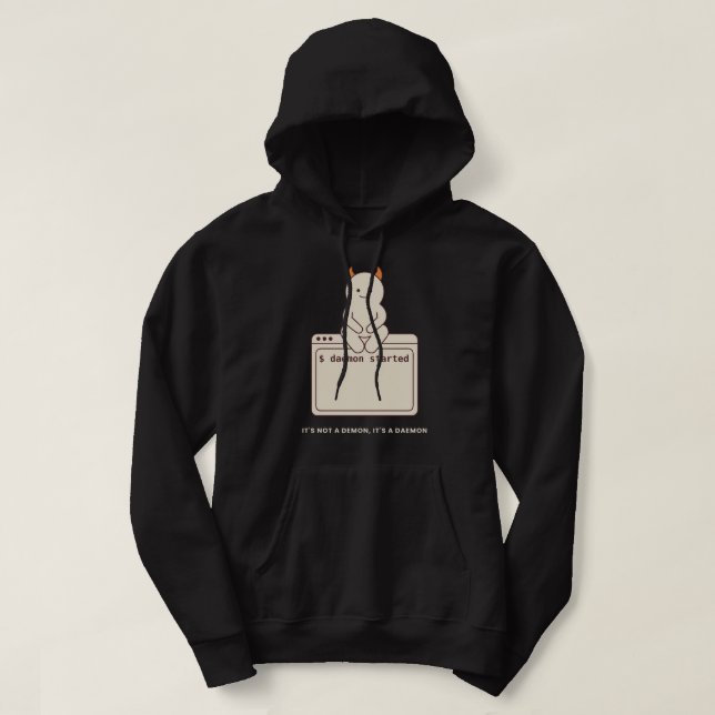 Sudadera No es un demonio es un Daemon Divertido Linux Negr (Diseño del anverso)