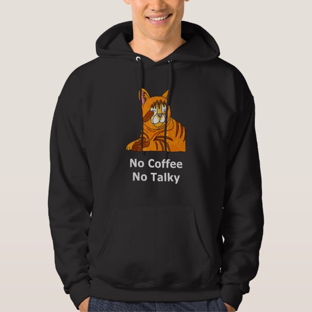 Sudadera No hay café, no se escucha sonriente, canso y gato (Anverso)