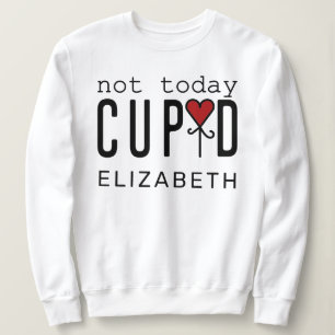 Sudadera No hoy Cupido San Valentín Negro y Blanco Personal