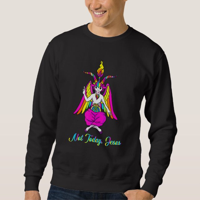 Sudadera No Hoy Jesús Satánico Baphomet Cabra Cara Cuerno 9 (Anverso)