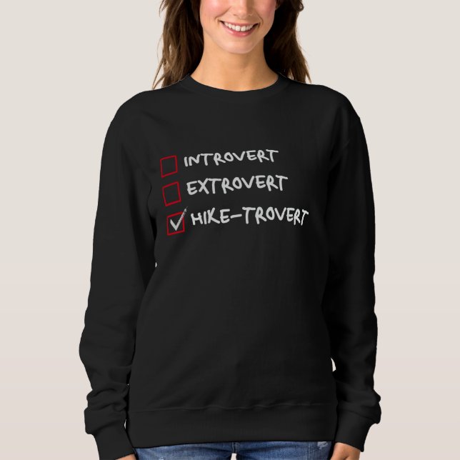 Sudadera No introvertido Hike-trovert Humor de senderismo a (Anverso)
