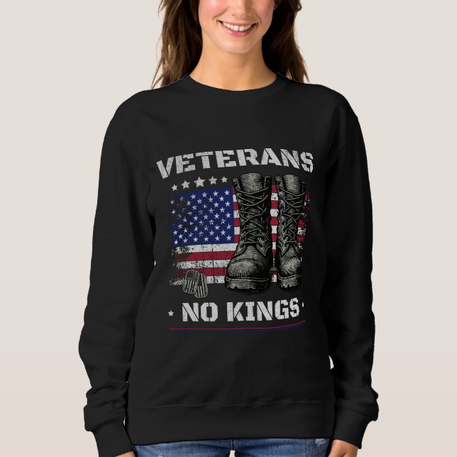 Sudadera No Kings Veterans American Flag Combat Boots USA (Anverso)