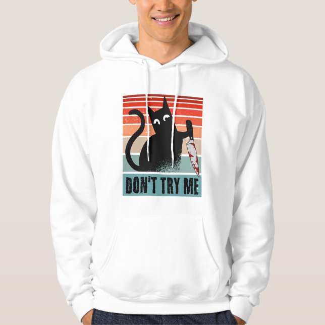 Sudadera No me intentes, Moody Cat con invitación a cuchill (Anverso)