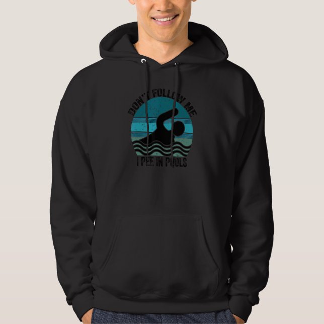 Sudadera No me sigas Pee en piscinas Nadando (Anverso)