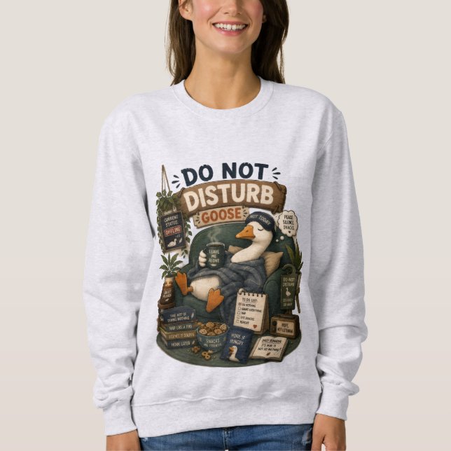 Sudadera No Molestar Ganso Paz Silencio Snacks Divertido  (Anverso)