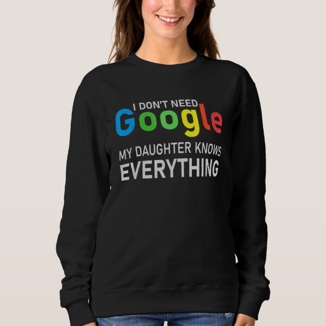 Sudadera No necesito Google Mi hija lo sabe todo (Anverso)