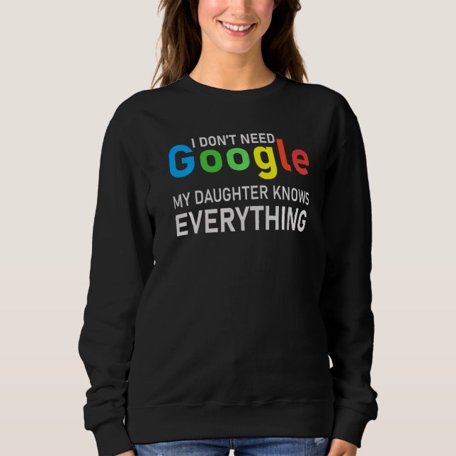 Sudadera No necesito Google Mi hija lo sabe todo (Anverso)