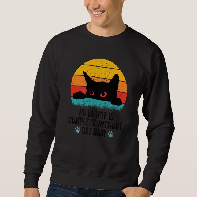 Sudadera No Outfit is Complete Without Cat Hair  Retro Vint (Anverso)