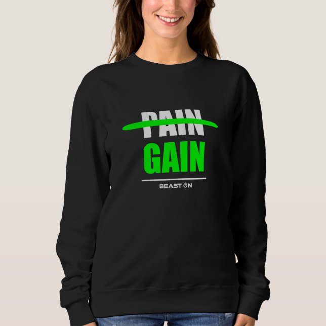 Sudadera No Pain no Gain green Workout Fitness Motivation G (Anverso)