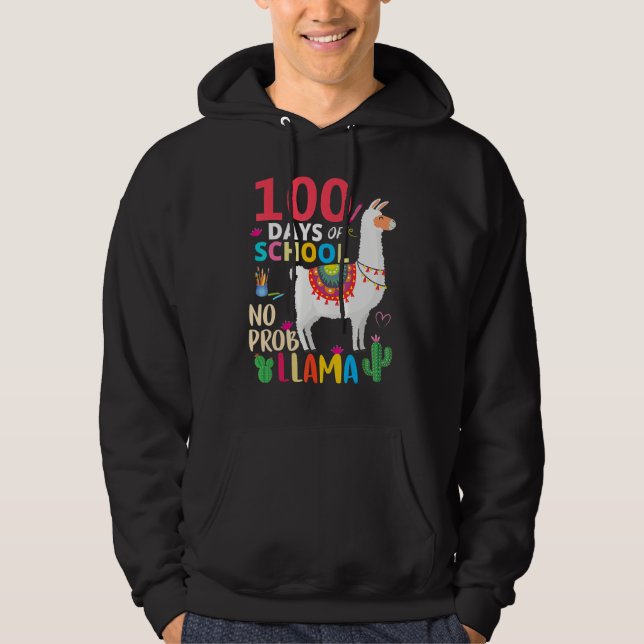 Sudadera No Probllama 100 Days Of School LLama Teachers_2 (Anverso)