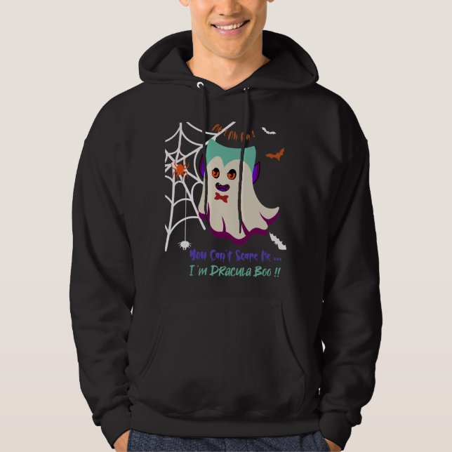 Sudadera No puedes asustarme soy Drácula Boo Black Hoodie (Anverso)