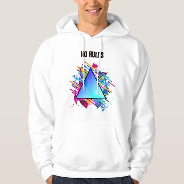 Sudadera NO RULES – Neon Geometric Style (Anverso)
