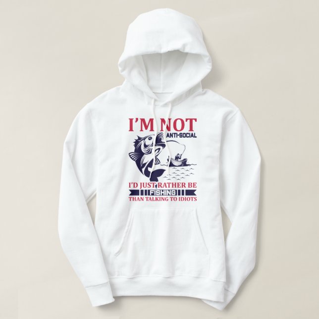 Sudadera No soy antisocial, prefiero pescar el (Diseño del anverso)