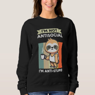 Sudadera No soy antisocial soy anti perezoso animal lento L