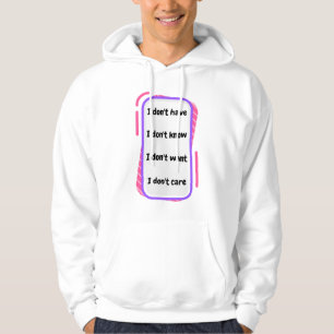 Sudadera no tengo, sé, quiero, me importa