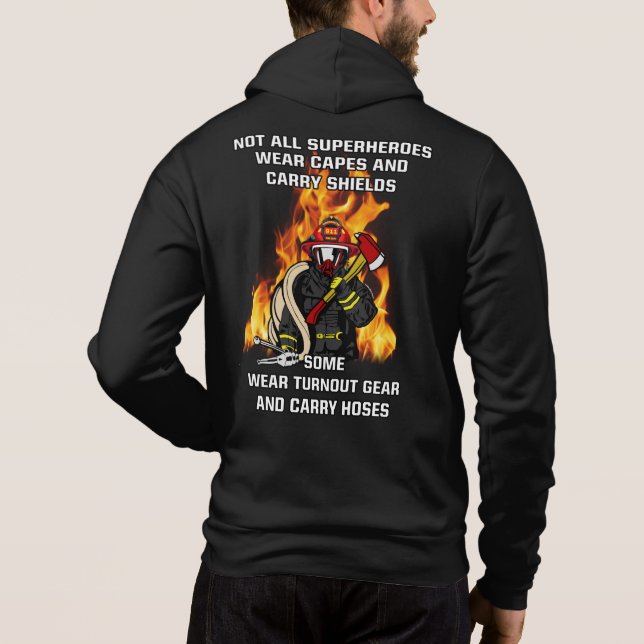 Sudadera No todos los superhéroes... bombero (Reverso)