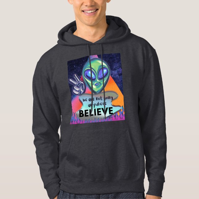 Sudadera No vamos a ninguna parte, créelo  (Anverso)