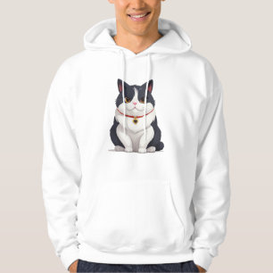 Sudadera Noble y lindo Ilustracion de gato negro y blanco