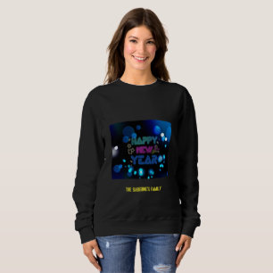 Sudadera Noche de chispas negra y azul neón brillo año nuev