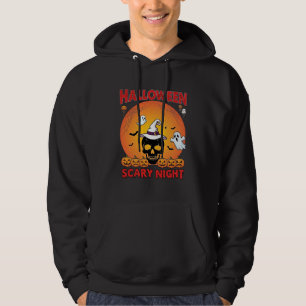 Sudadera Noche de Halloween Calavera Bruja Sombrero Calabaz
