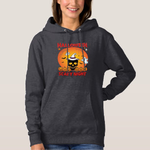 Sudadera Noche de Halloween Calavera Bruja Sombrero Calabaz