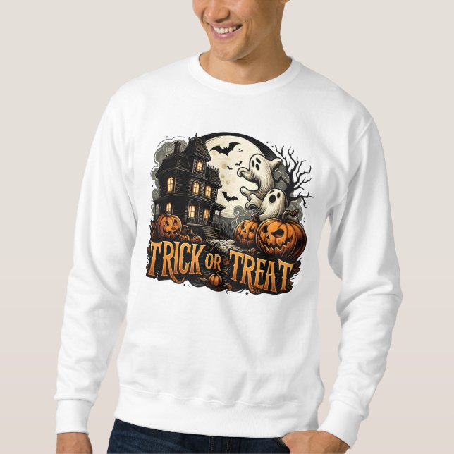 Sudadera Noche de Halloween con fantasmas y calabazas (Anverso)