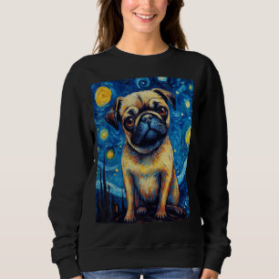 Sudadera Noche Starry Pug Dog Van Gogh Sky Painting Art Pug