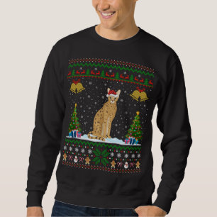 Sudadera Nochebuena de serval de Santa Hat iluminando fea N