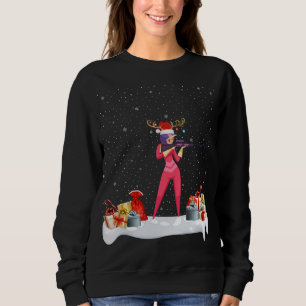 Sudadera Nochebuena divertida encendiendo reno Santa Hat Bi