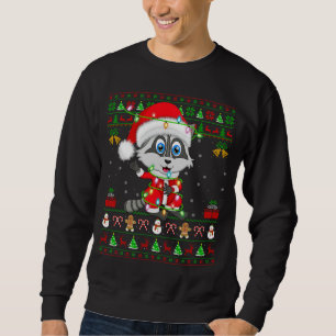 Sudadera Nochebuena divertida ilumina Santa Raccoon con un