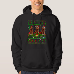 Sudadera Nochebuena divertida iluminando a un perro de pood